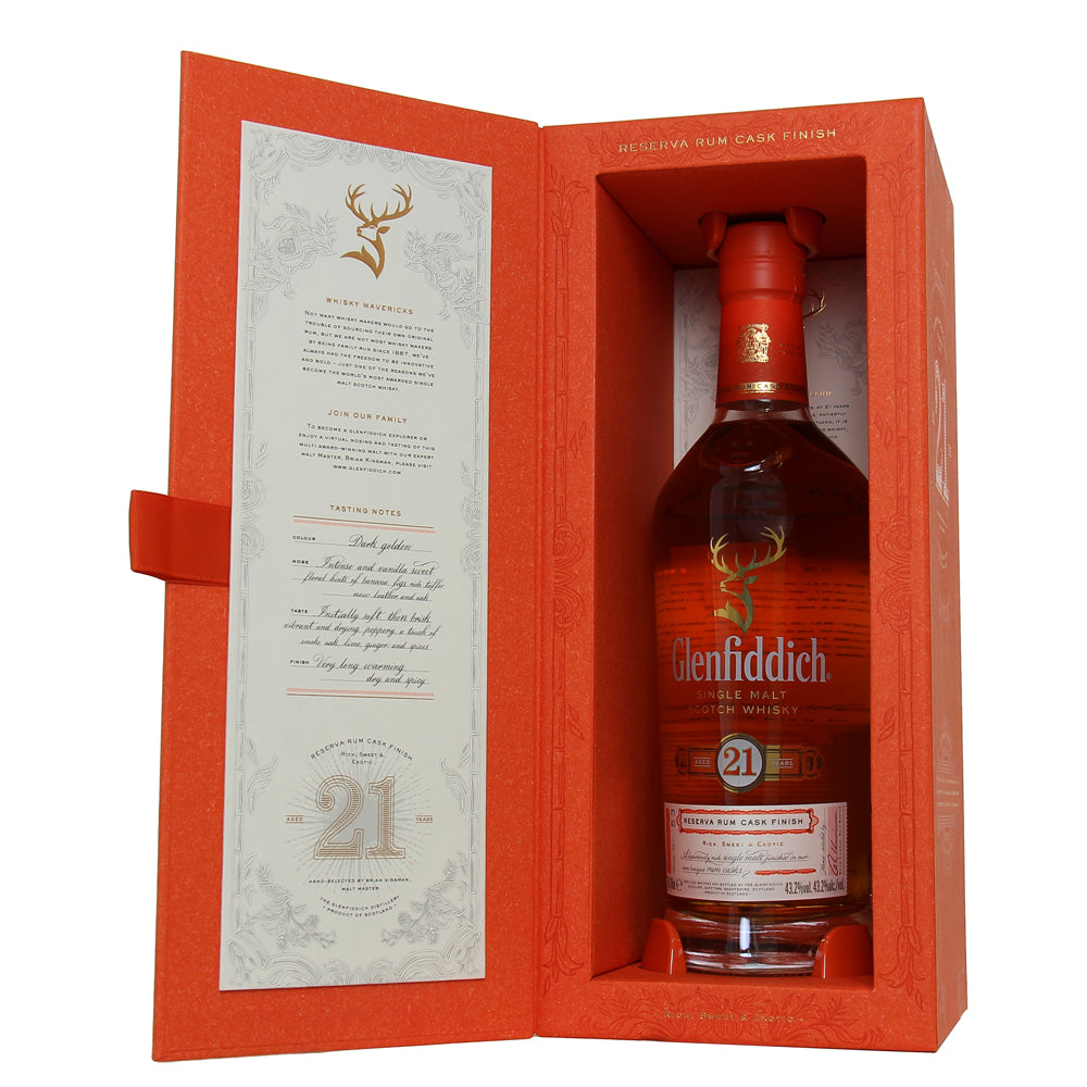 Glenfiddich Reserva Rum Cask Finish 21-Year-Old Single Malt Scotch Whisky  Whiskey, Scotch, Single Malt Scotch